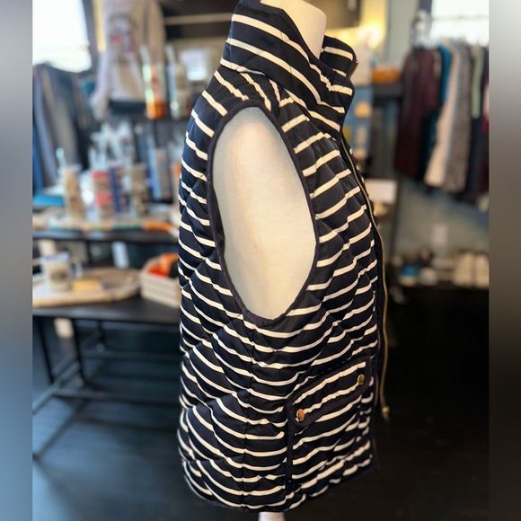J. Crew (Small) Navy Blue Striped Vest Jacket - Picture 3 of 6